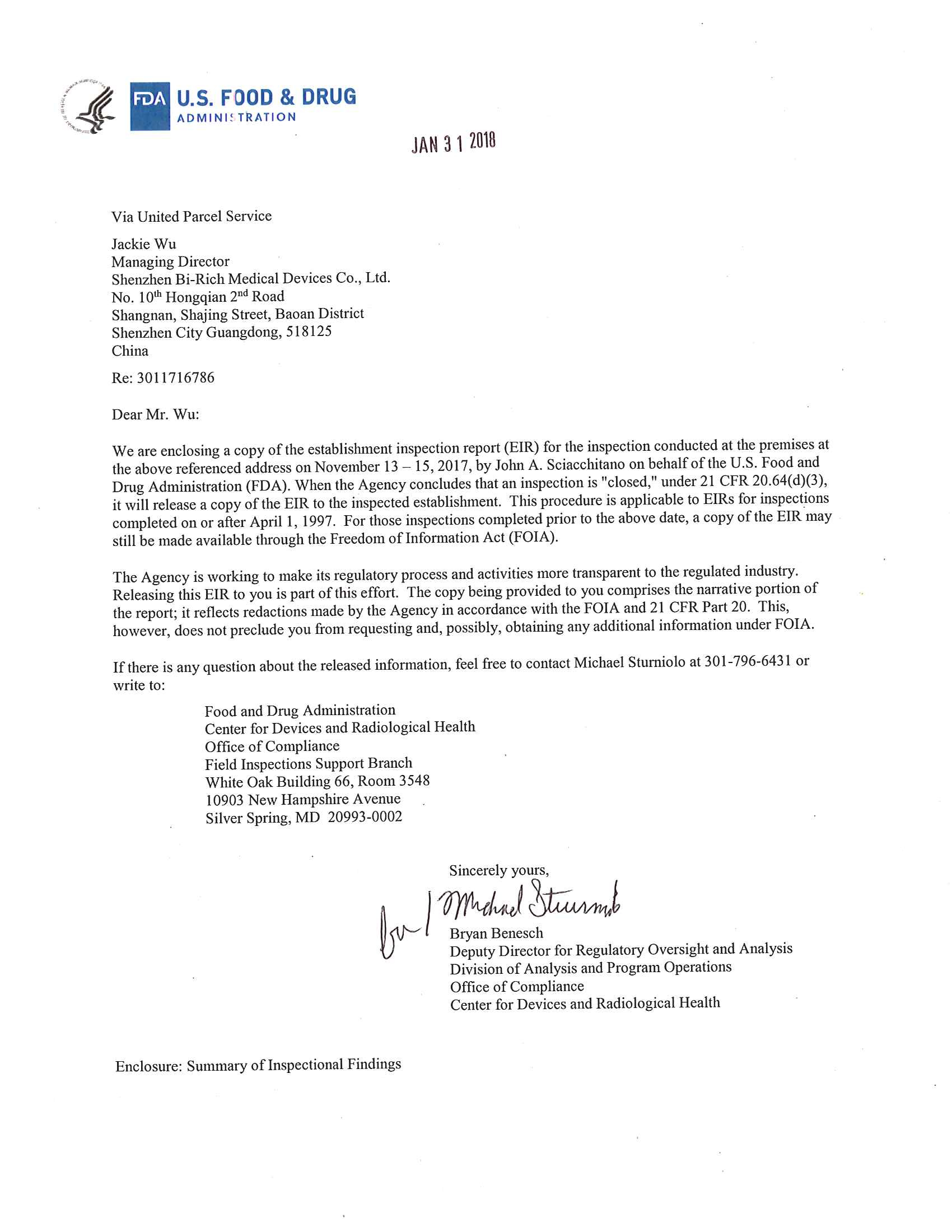 2017 FDA BI-RICH AUDTIING PASSED